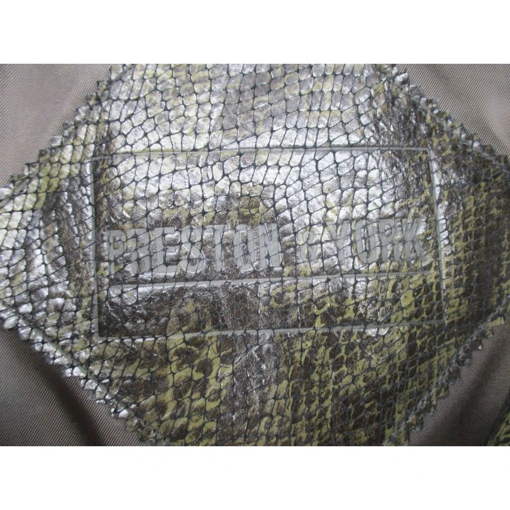 Vintage Preston & York Jacket Womens Size M Genuine Leather Snake Moto Zip 90s